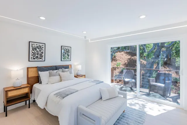 a view of a patio in the backyard