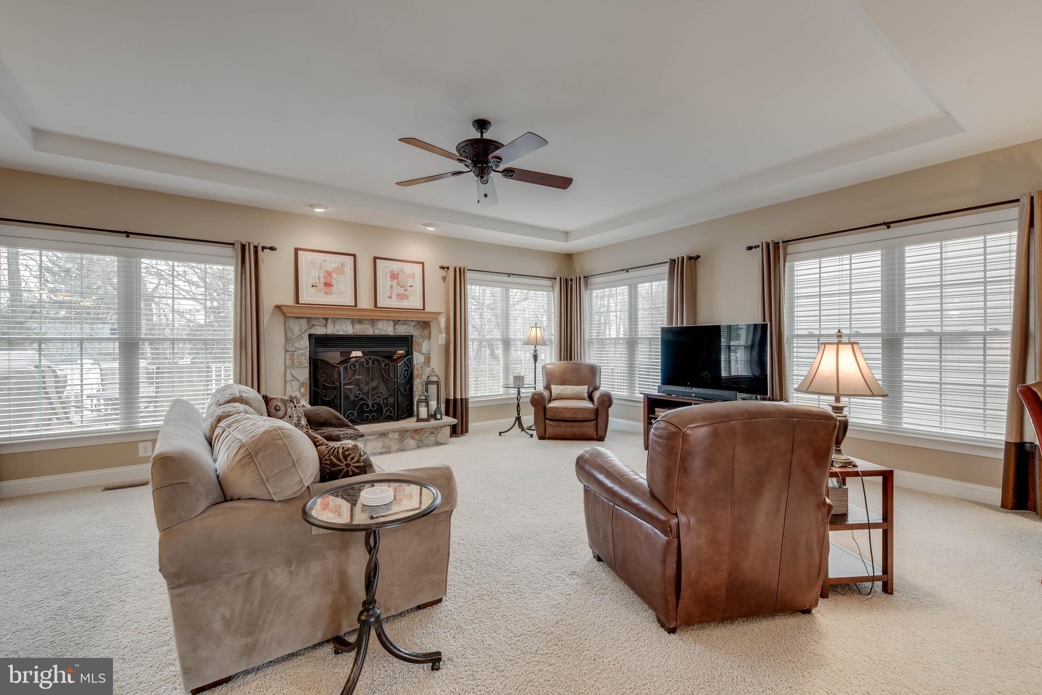 13 Fallston View Court Fallston, MD 21047 - Photo 5 of 48 Family Room with Gas Fireplace & Tray Ceiling