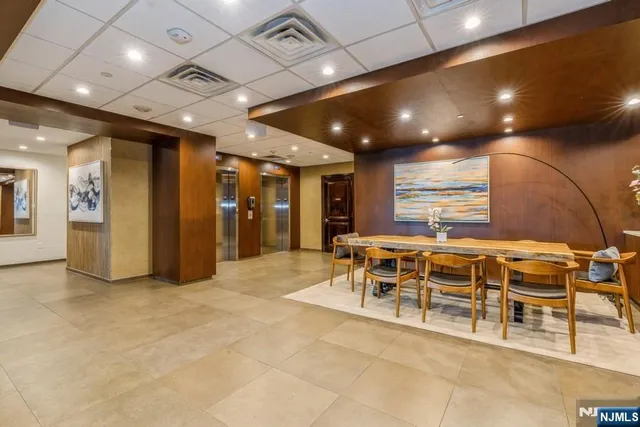 a large room with chairs