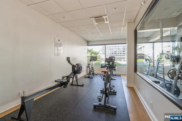 a view of a room with gym equipment