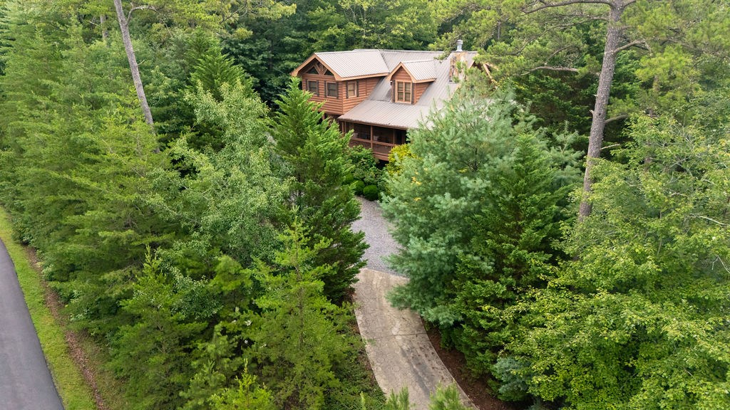 120 Foxfire Road Blue Ridge, GA 30513 - Photo 36 of 55 an aerial view of a house with a yard and garden view
