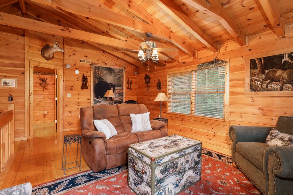120 Foxfire Road Blue Ridge, GA 30513 - Photo 45 of 55 a outdoor living space with furniture and a ceiling fan