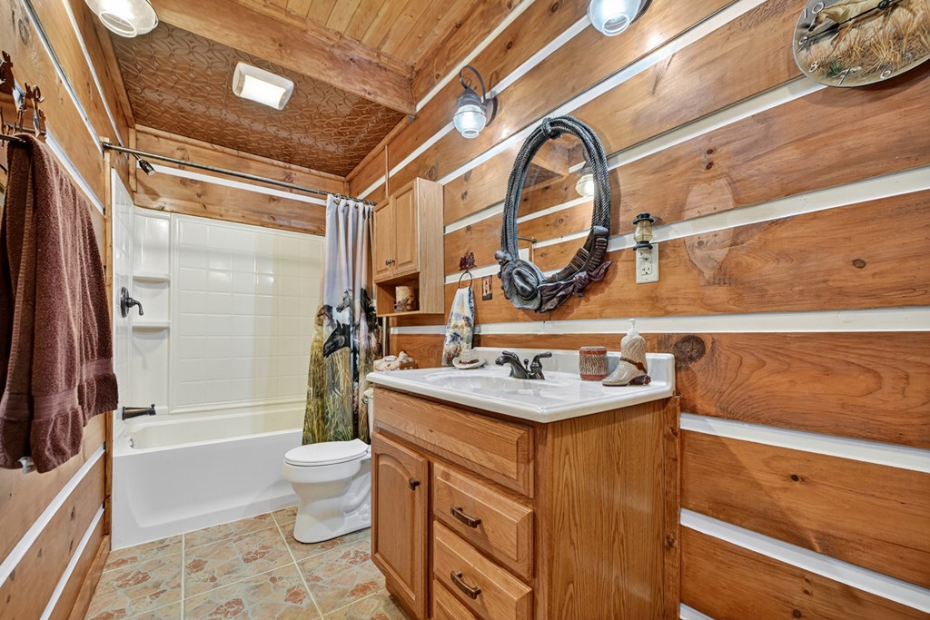 120 Foxfire Road Blue Ridge, GA 30513 - Photo 55 of 55 a bathroom with a sink a toilet and shower