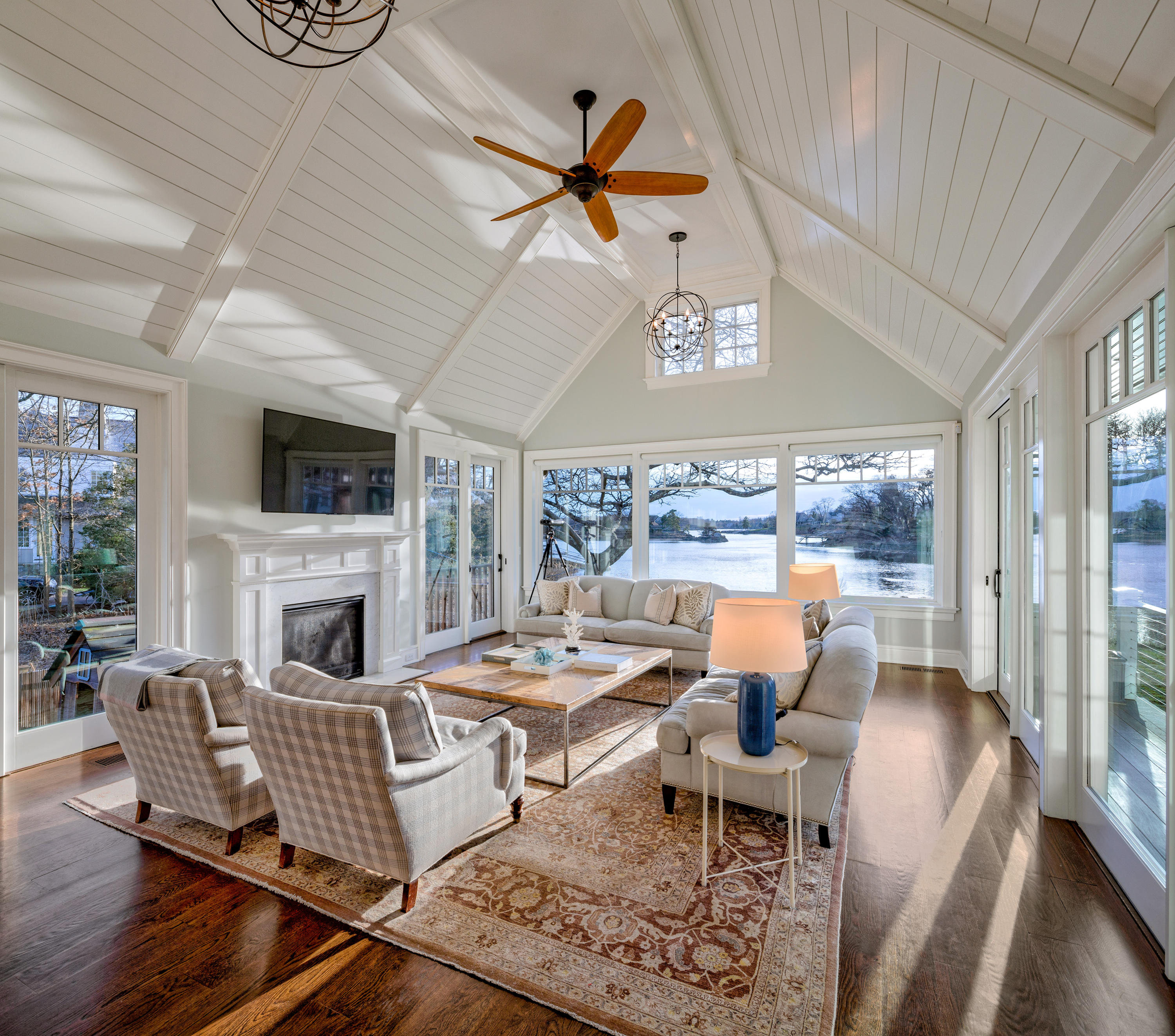 6 Contentment Island Road Darien, CT 06820 - Photo 11 of 40 a outdoor space with furniture and a fireplace