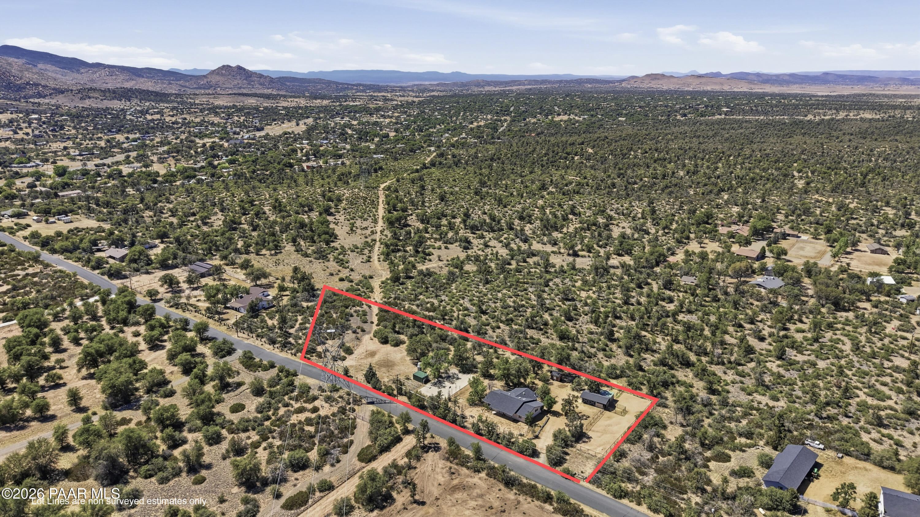 1690 West Oneal Road Prescott, AZ 86305 - Photo 58 of 61 Aerial Front 2 Lot Lines