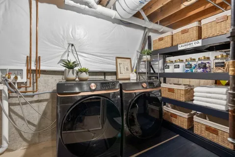 a utility room with lots of appliances