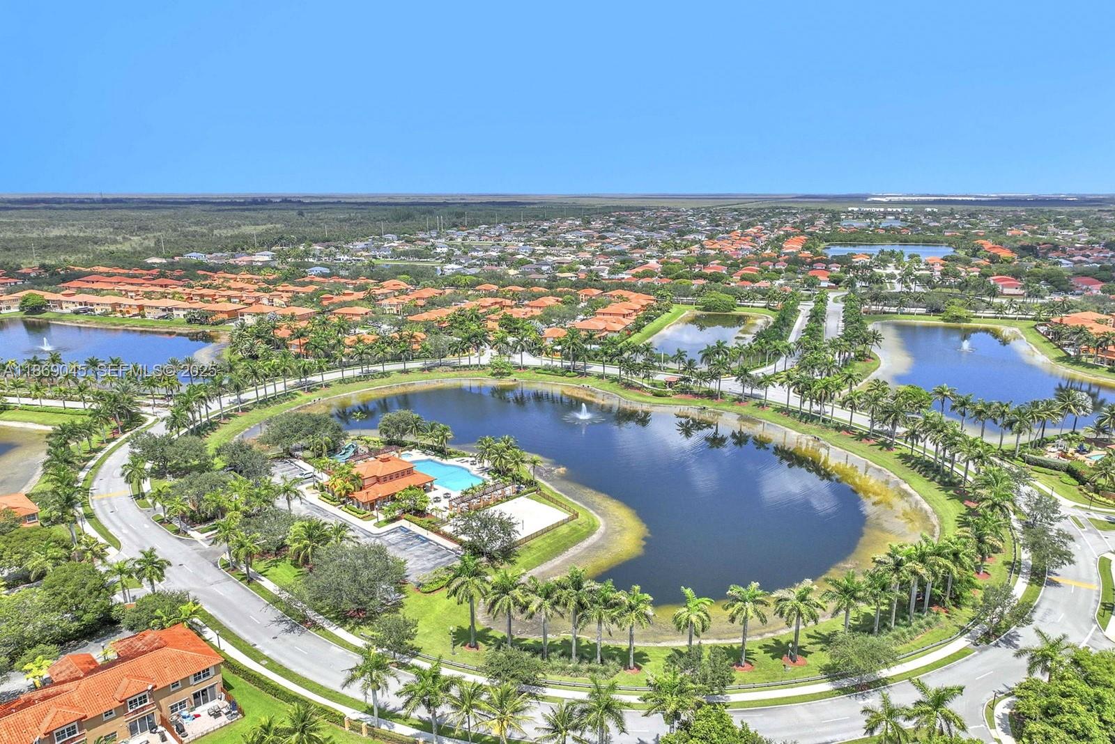 15244 Southwest 29th Terrace Miami, FL 33185 - Photo 63 of 74 an aerial view of residential houses with outdoor space and swimming pool