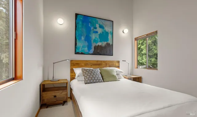 a view of an ocean and mountain