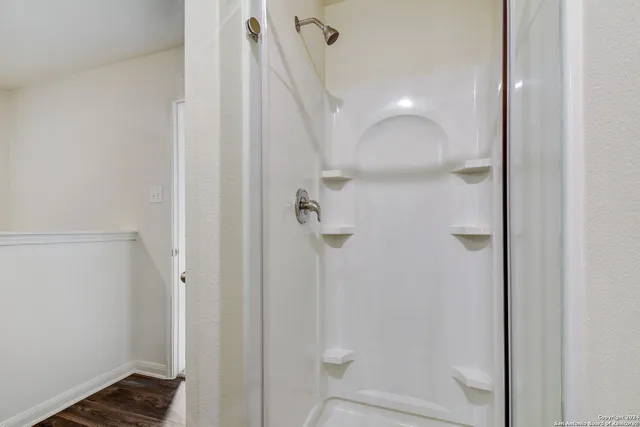 a bathroom with a shower