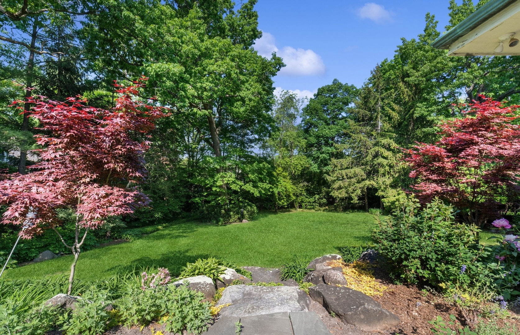 960 Bluff Road Glencoe, IL 60022 - Photo 25 of 26 a view of a garden with plants and large trees