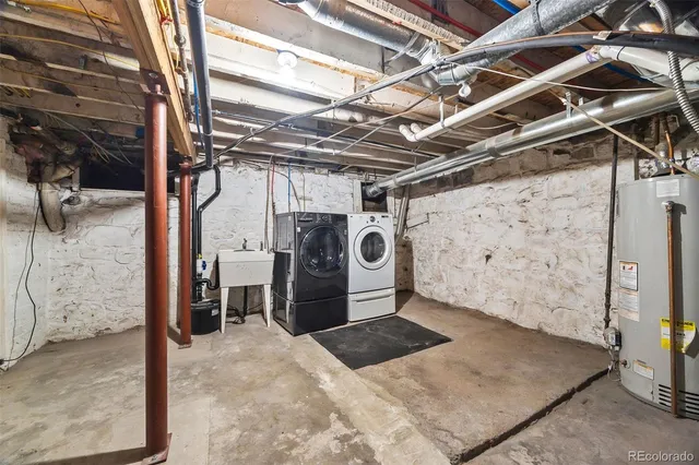 a view of a garage with wooden table