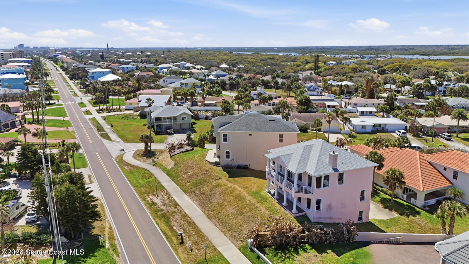 4688 South Atlantic Avenue Ponce Inlet, FL 32127 - Photo 59 of 83 an aerial view of residential houses with outdoor space and swimming pool