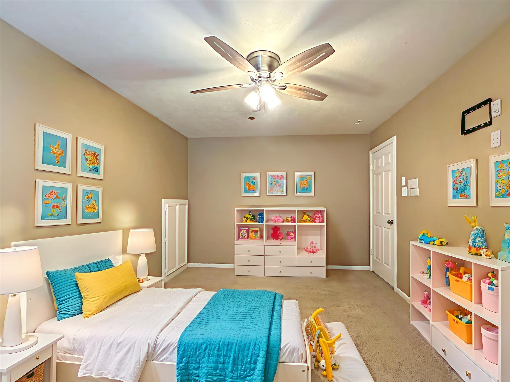 17003 Misty Creek Drive Spring, TX 77379 - Photo 30 of 50 a bedroom with a bed and a chandelier