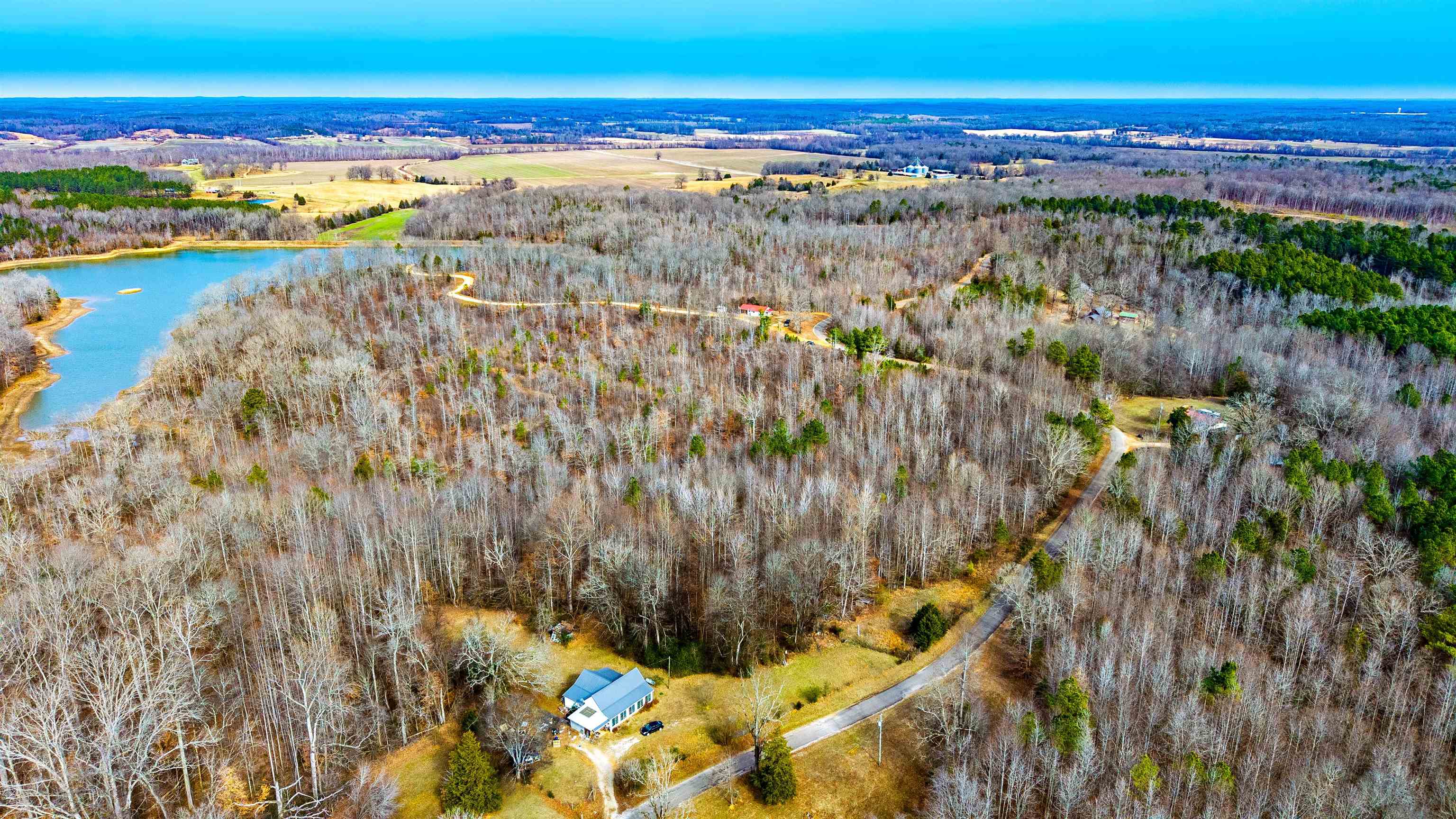 150 Stafford Bottoms Road Adamsville, TN 38310 - Photo 3 of 23 Bird's eye view of a forest and a nearby body of water