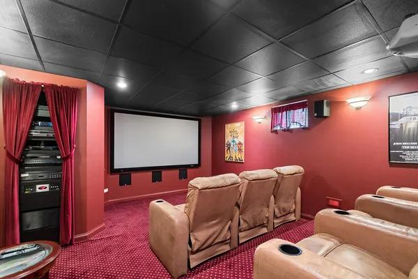 a projector room with furniture