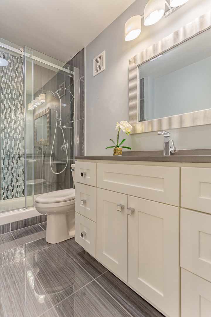 1615 East Central Road, Unit 401A Arlington Heights, IL 60005 - Photo 13 of 18 a bathroom with a sink a toilet and shower