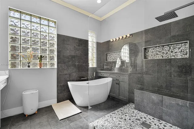 a view of a swimming pool with an outdoor space