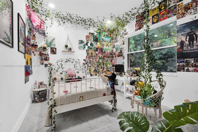 a view of city and green space