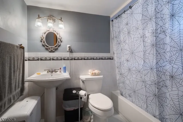 a bathroom with a toilet a sink and mirror