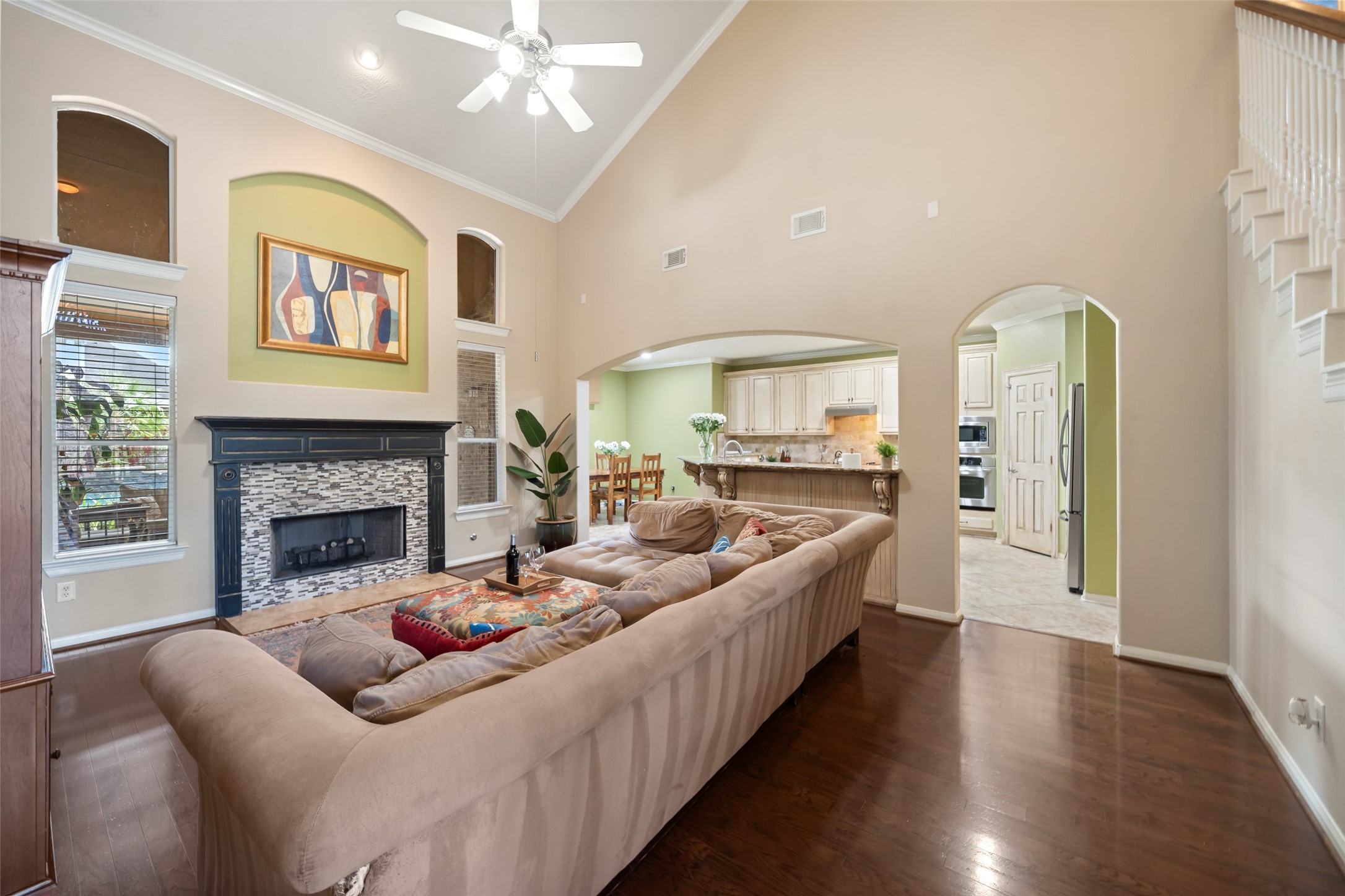 6407 Ashley Manor Drive Spring, TX 77389 - Photo 9 of 41 a living room with furniture and a fireplace