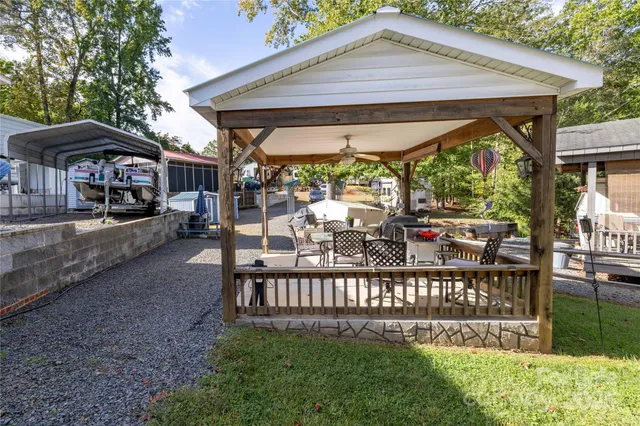 a view of a swimming pool with a patio