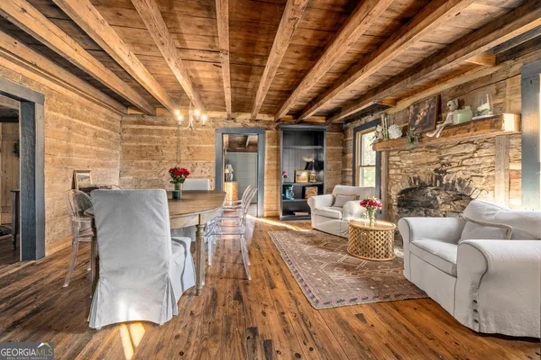 a living room with furniture