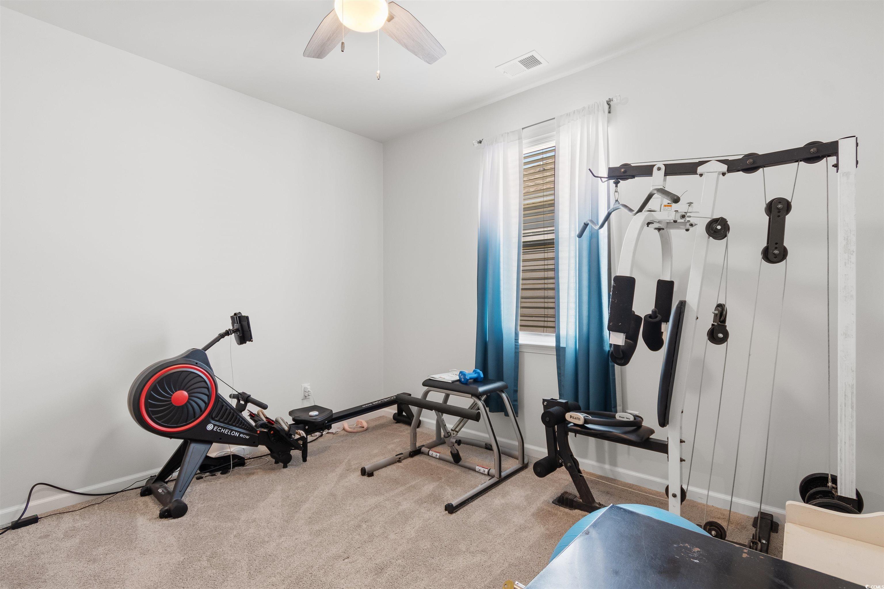 2438 Polaris Path Myrtle Beach, SC 29577 - Photo 23 of 40 Workout area with carpet and a ceiling fan