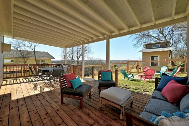 a view of a chairs with a patio
