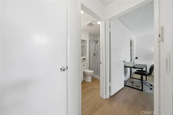 a view of a room with table and chair