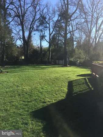 a view of a park and trees with wooden fence