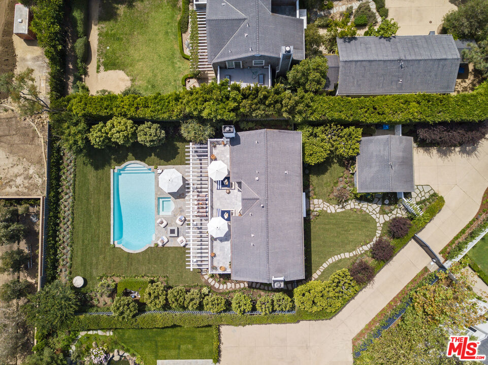 28870 Hampton Place Malibu, CA 90265 - Photo 53 of 53 an aerial view of a house with a garden and yard