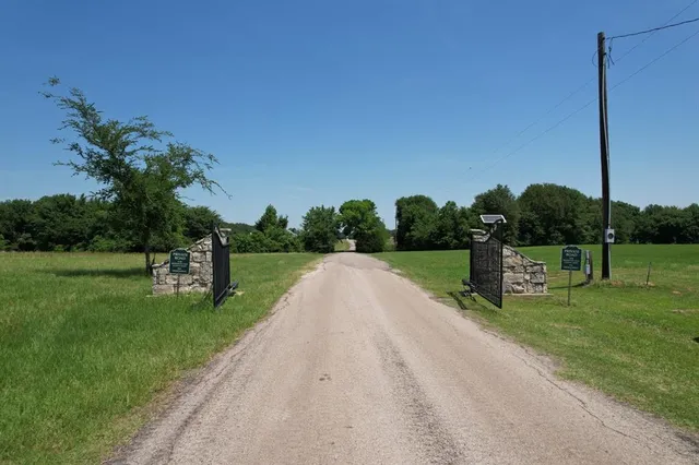 a view of field with tall trees in the background