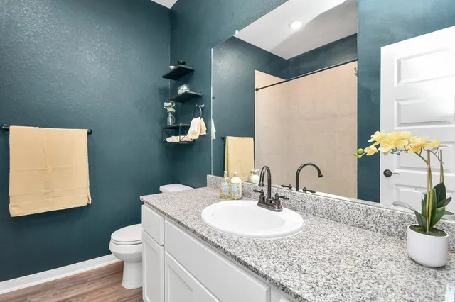 a bathroom with a bathtub