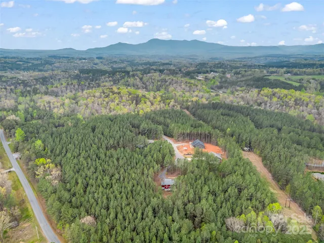 a view of a lake top and mountain view