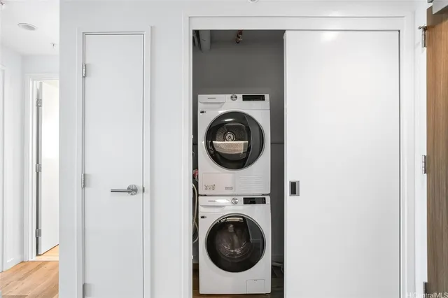 a utility room with dryer and washer