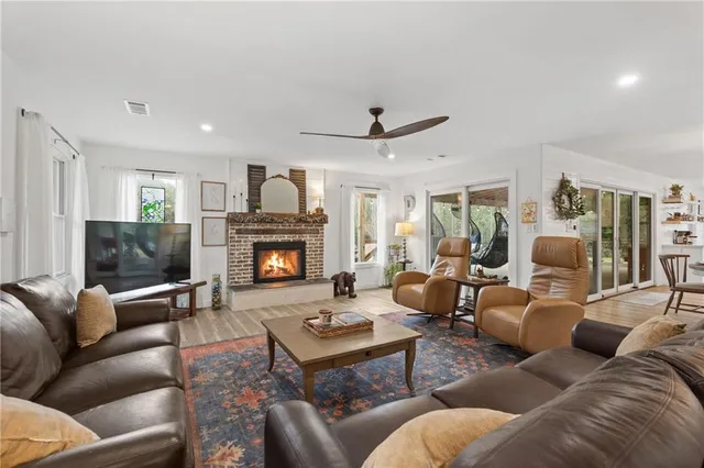 a living room with furniture