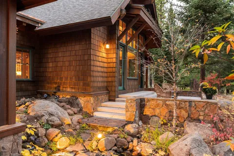 a view of a house with snow on the floor