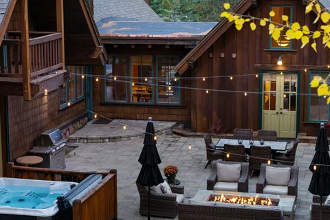 a view of outdoor space with seating area