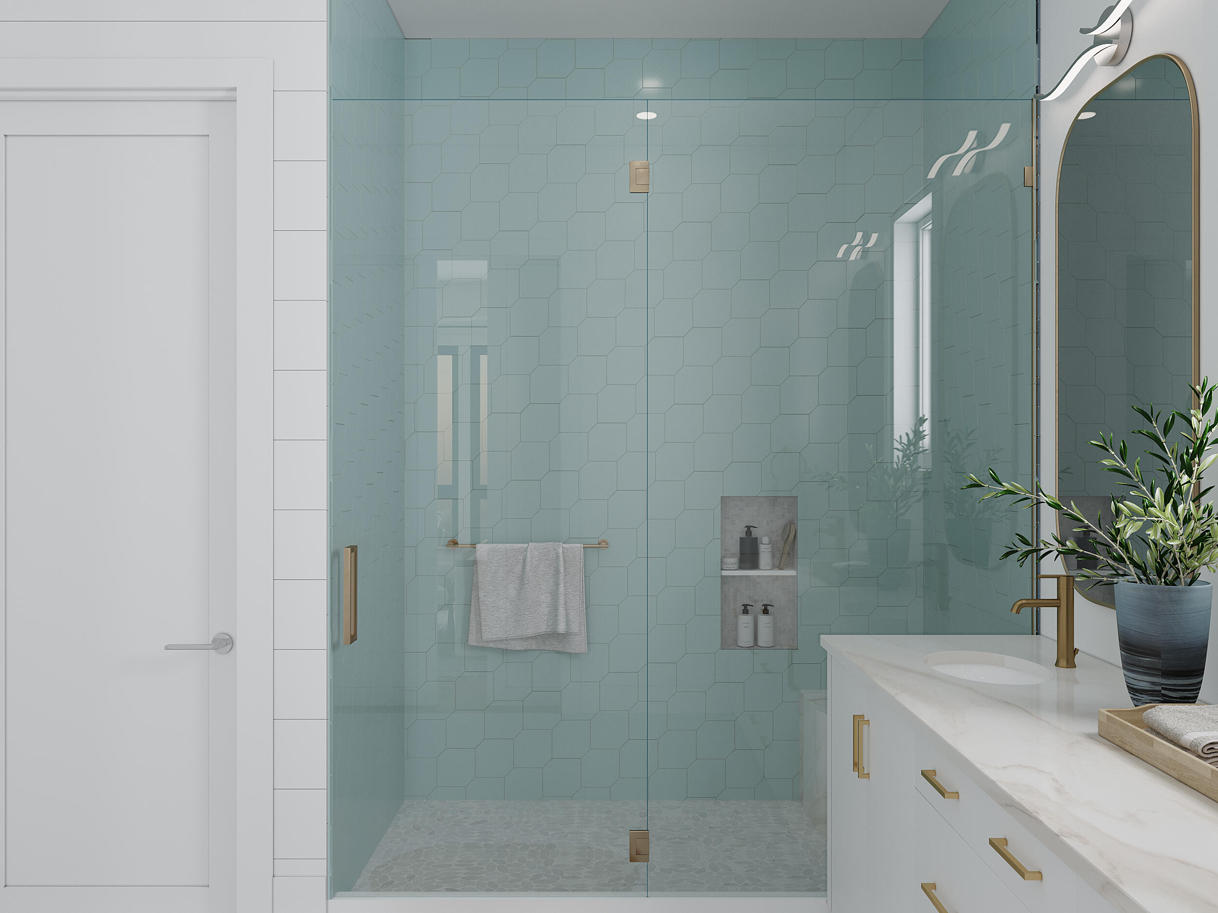 146 Cypress Drive, Unit 13 Santa Rosa Beach, FL 32459 - Photo 23 of 29 a bathroom with a shower sink and mirror