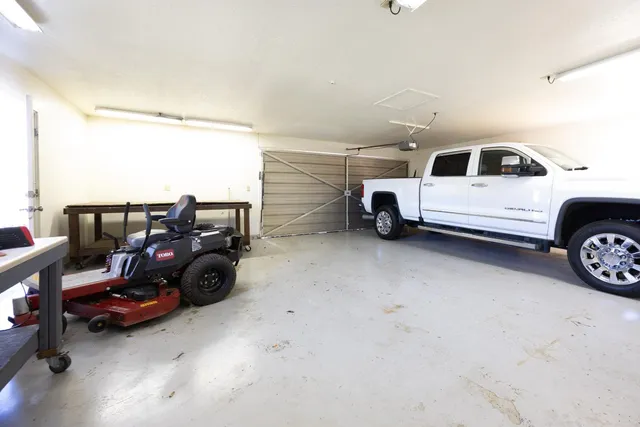 a car parked in a garage