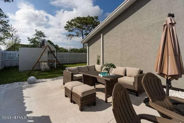 a view of outdoor space with seating area