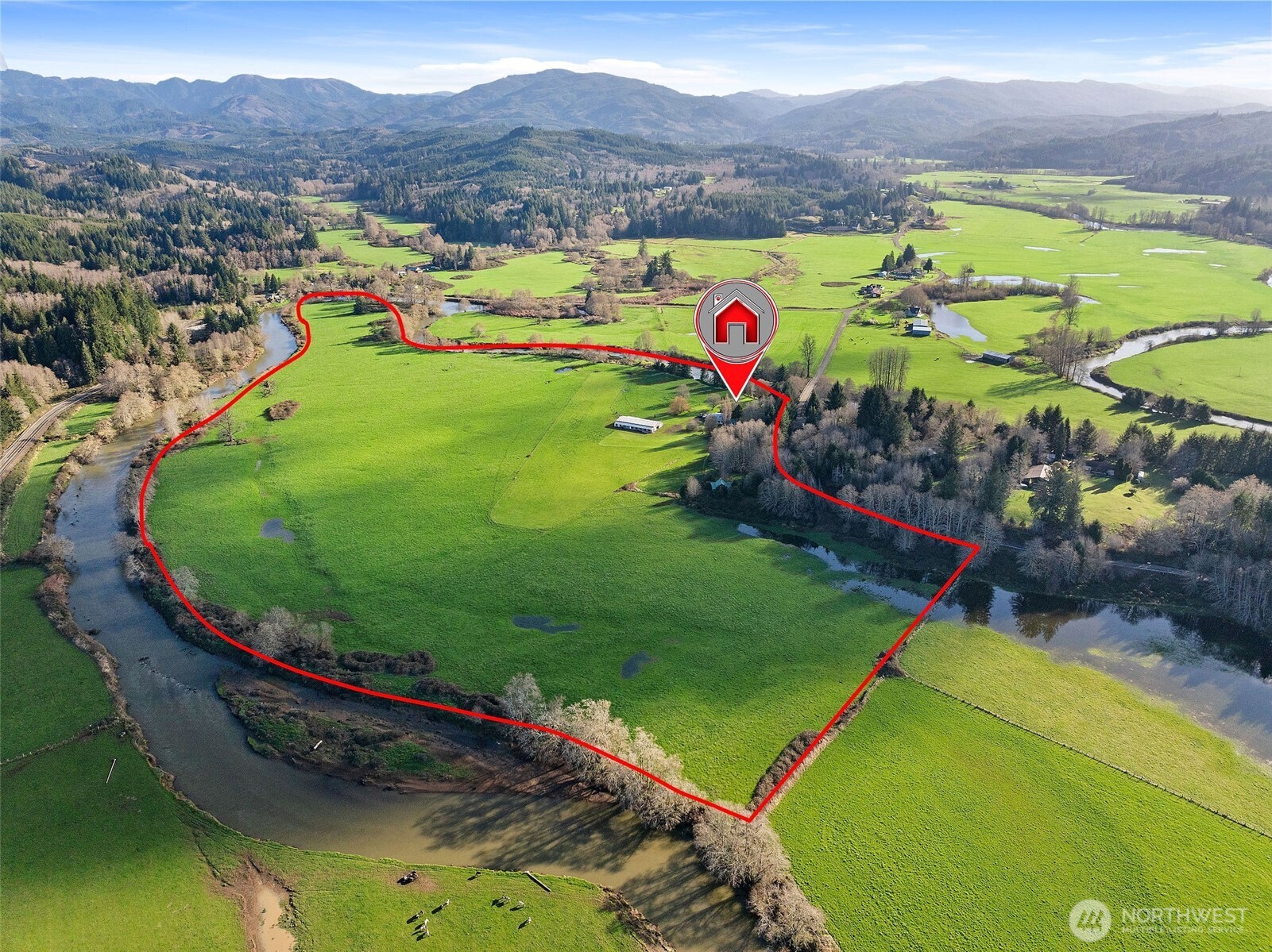 471 Barr Road Grays River, WA 98621 - Photo 2 of 40 a view of a swimming pool with a yard and mountain view