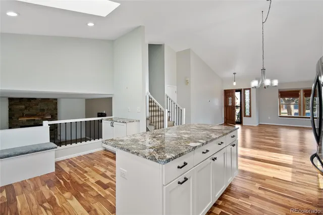 a view of kitchen and kitchen island