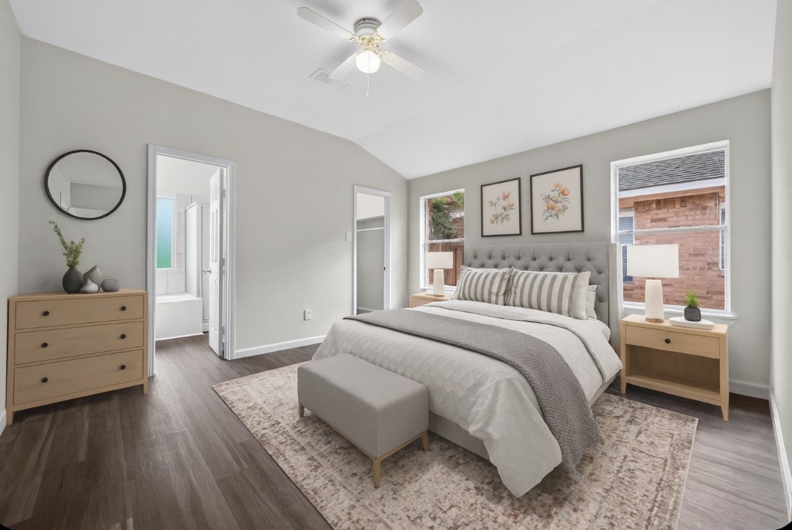 3322 Brackenfern Road Katy, TX 77449 - Photo 28 of 38 a bedroom with a bed and wooden floor