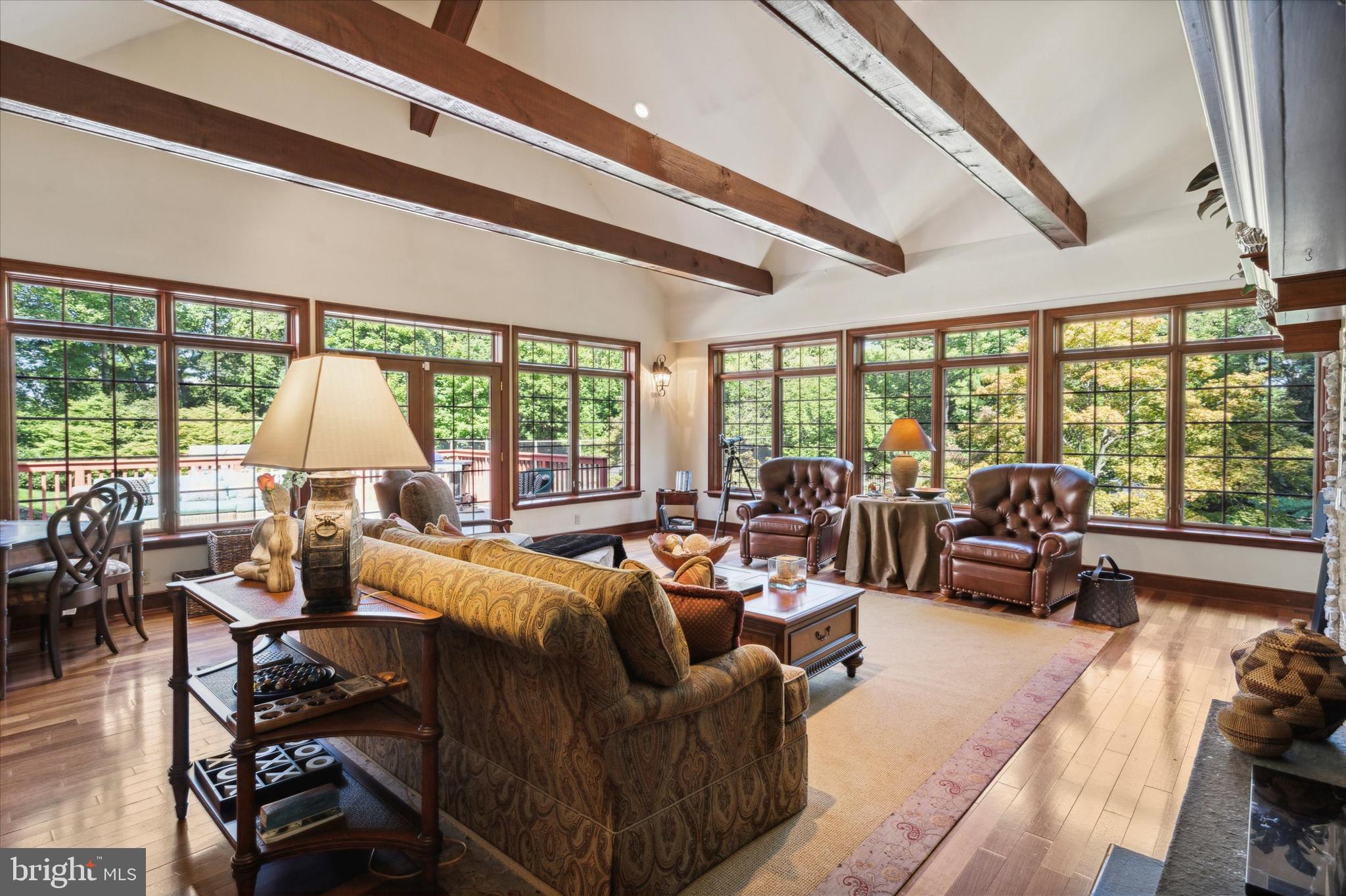 1264 Mill Road Rydal, PA 19046 - Photo 20 of 127 Walls of windows. Beamed cathedral ceiling