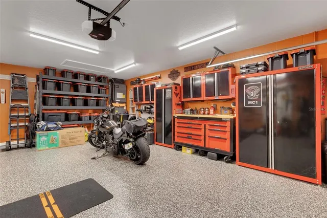 a living room with patio furniture