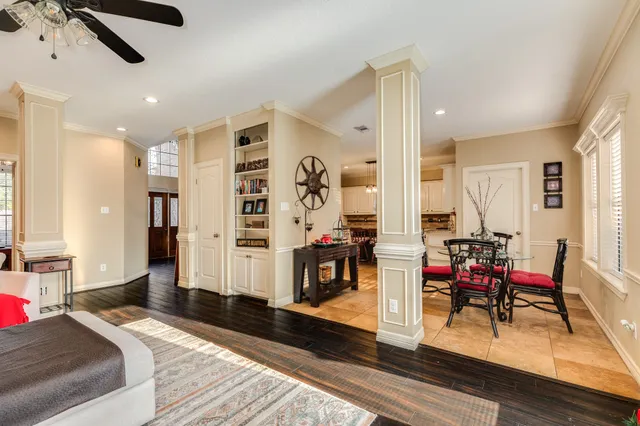 a living room with furniture