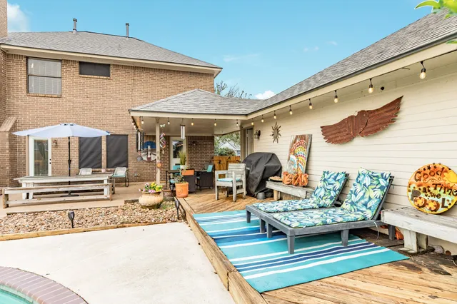 a view of outdoor space yard deck patio and outdoor seating