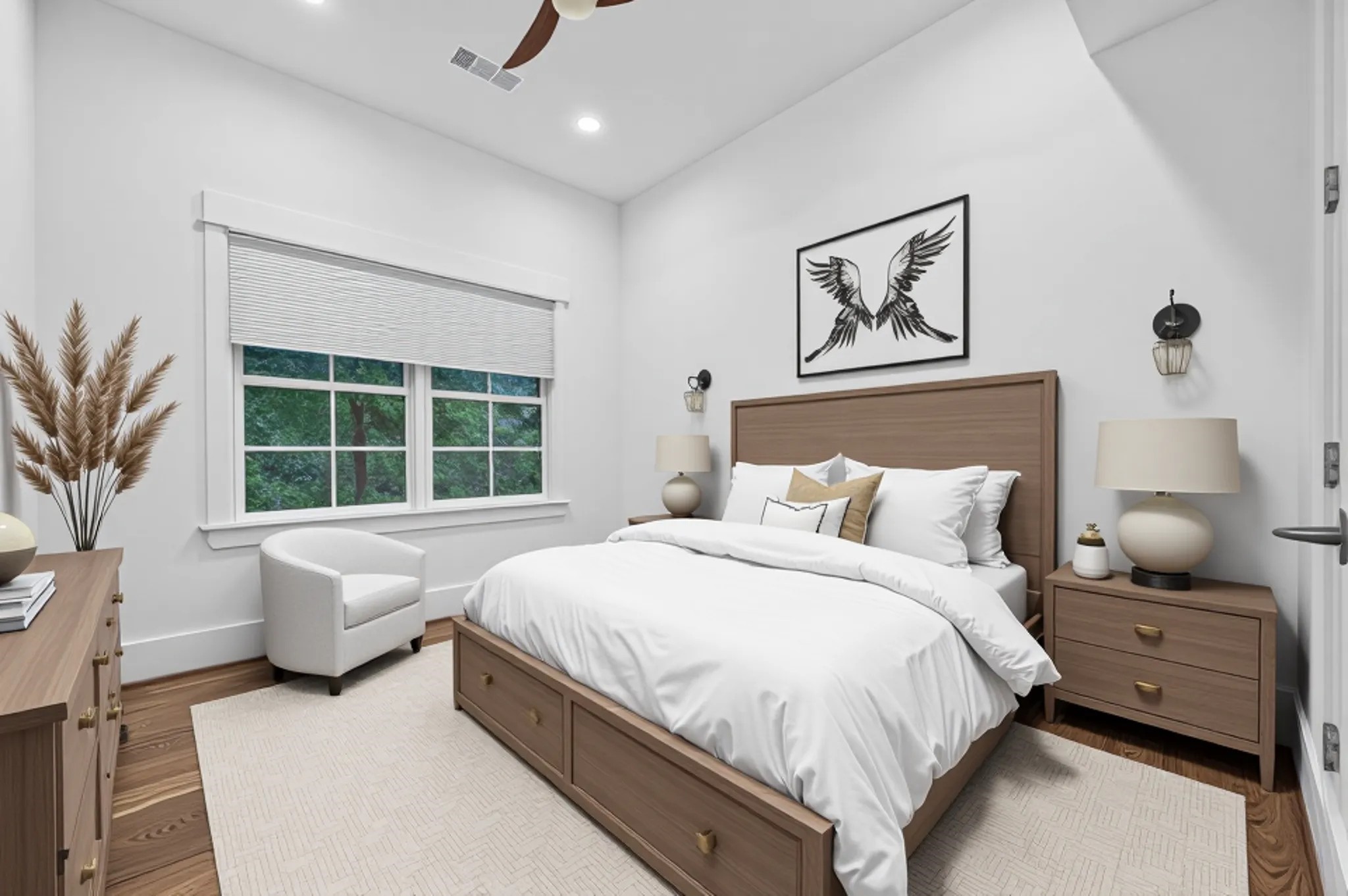 428 Marshall Street Houston, TX 77006 - Photo 23 of 36 a bedroom with a bed and glass window