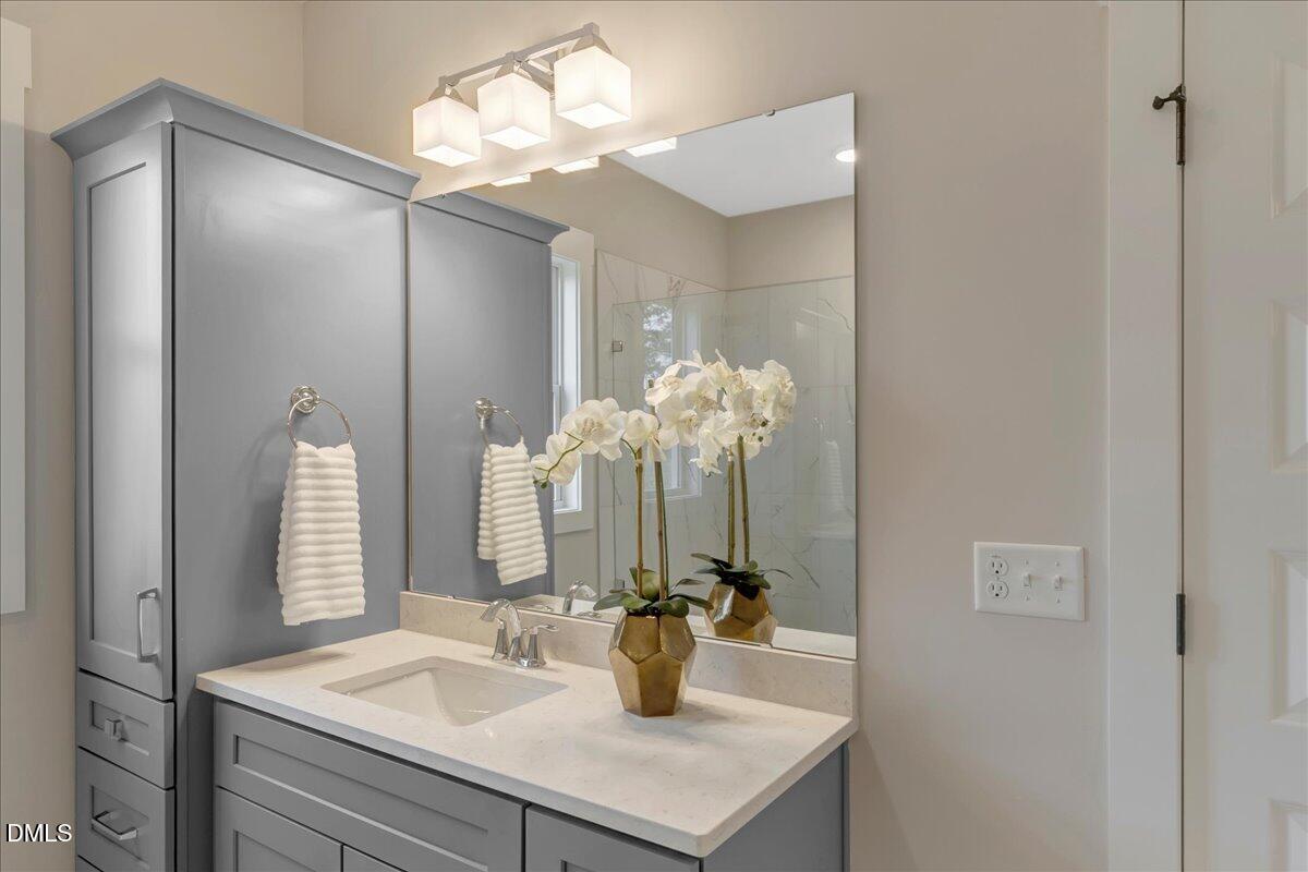 2280 Heartland Road Battleboro, NC 27809 - Photo 27 of 46 a bathroom with a sink a vanity and a mirror